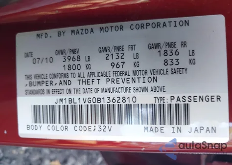 2011 Mazda 3 I from USA, damaged, VIN JM1BL1VG0B1362810